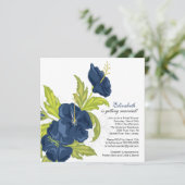 Spring Floral Bridal Shower Invitation Navy Blue Kaart (Staand voorkant)