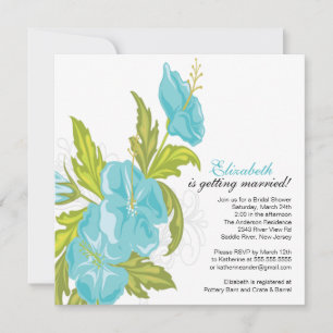 Spring Floral Bridal Shower Invitation Turquoise Kaart