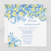 Spring Floral Bridal Shower Invitation Yellow Blue Kaart (Voorkant / Achterkant)