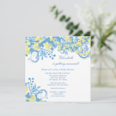 Spring Floral Bridal Shower Invitation Yellow Blue Kaart (Staand voorkant)
