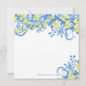 Spring Floral Bridal Shower Invitation Yellow Blue Kaart (Achterkant)