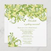 Spring Floral Bridal Shower Invitation Yellow Kaart (Voorkant / Achterkant)