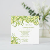 Spring Floral Bridal Shower Invitation Yellow Kaart (Staand voorkant)