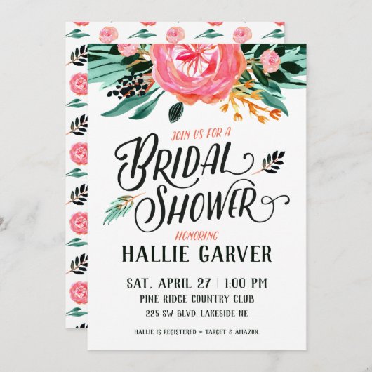 Spring Floral Bridal Shower Kaart (Voorkant / Achterkant)