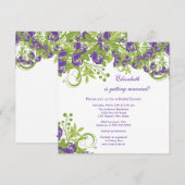 Spring Floral Bridal Shower Paars Kaart (Voorkant / Achterkant)