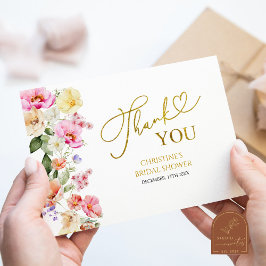 Spring Floral Bridal Shower Thank You Card Bedankkaart