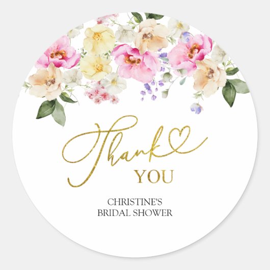 Spring Floral Bridal Shower Thank You Sticker (Voorkant)