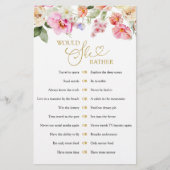 Spring Floral Bridal Shower Would She Rather Game (Voorkant)