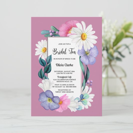 Spring Floral Bridal Tea Vrijgezellenfeest Kaart (Staand voorkant)