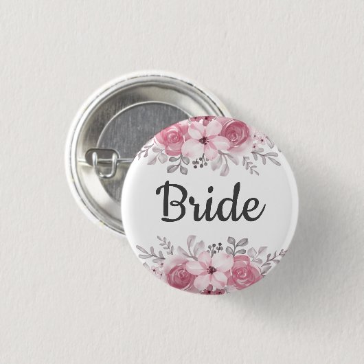 Spring Floral bride bruiloft Button (Voorkant /achterkant)