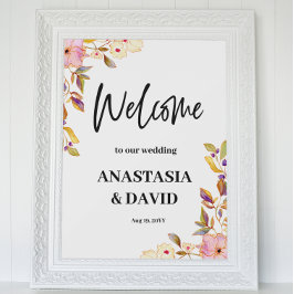 Spring Floral bruiloft welkom afdrukbaar Poster
