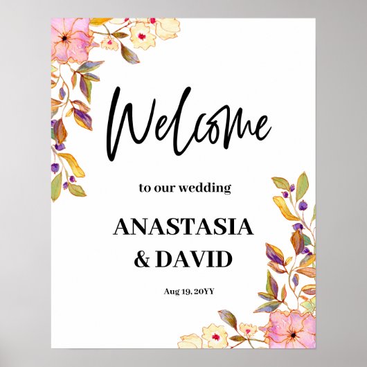 Spring Floral bruiloft welkom afdrukbaar Poster (Voorkant)