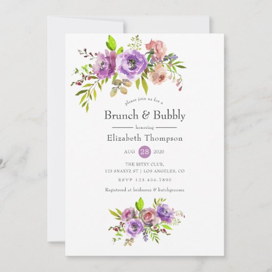 Spring Floral Brunch en Bubble Vrijgezellenfeest Kaart (Voorkant)