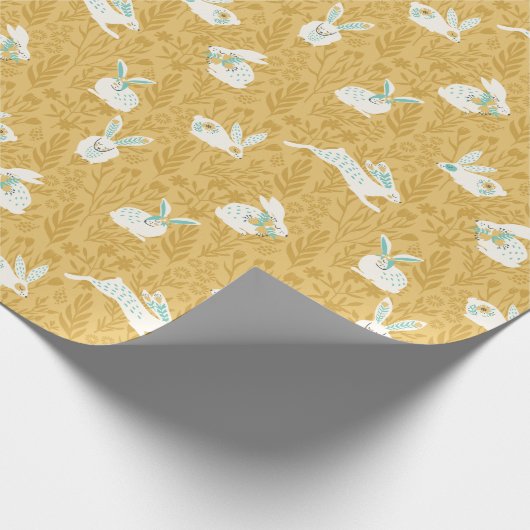 Spring Floral Bunnies Cadeaupapier (Hoek)