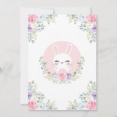 Spring Floral Bunny 1st Birthday Cute Rabbit Party Kaart (Achterkant)