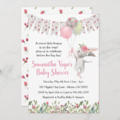 Spring Floral Bunny Baby shower Uitnodiging (Voorkant / Achterkant)