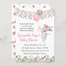 Spring Floral Bunny Baby shower Uitnodiging