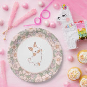 Spring Floral Bunny Easter-Thmed Papieren Bordje (Feest)