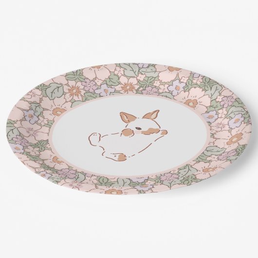 Spring Floral Bunny Easter-Thmed Papieren Bordje (Gekanteld)