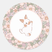 Spring Floral Bunny Easter-Thmed Ronde Sticker (Voorkant)