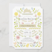 Spring Floral Bunny Foliage Green Paasbrunch Kaart (Voorkant)