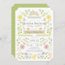 Spring Floral Bunny Foliage Green Paasbrunch