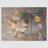 Spring Floral Bunny in Rustic Bucket Tissuepapier (Voorkant)