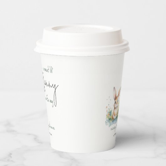 Spring Floral Bunny Neutral Baby shower Papieren Bekers (Links)