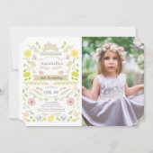 Spring Floral Bunny Pink Girl Foto Verjaardag Kaart (Voorkant)