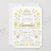 Spring Floral Bunny Pink Girl Verjaardag Kaart (Voorkant)