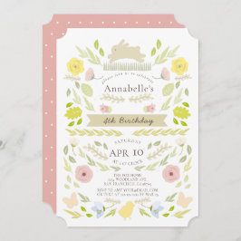 Spring Floral Bunny Pink Girl Verjaardag Kaart