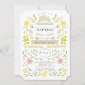 Spring Floral Bunny Roze Meisje Doop Kaart (Voorkant)