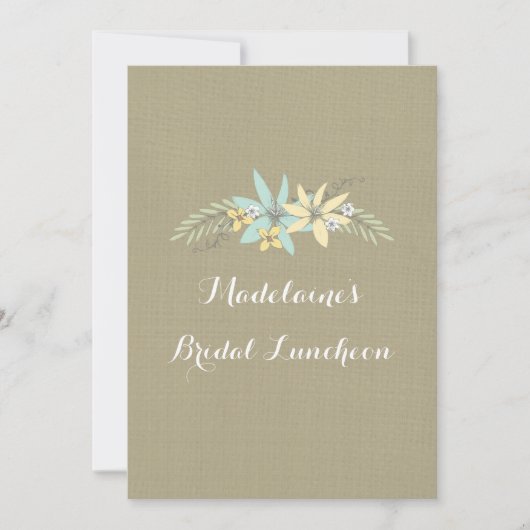 Spring Floral Burlap Bridal Lunch Uitnodigingen (Voorkant)