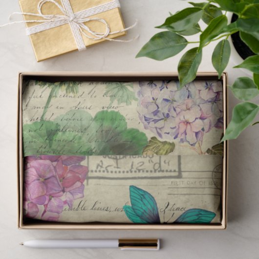 Spring Floral Butterfly Ephemera Tissuepapier (Geschenk)