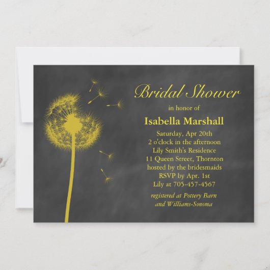Spring Floral Chalkboard Bridal Shower Invitation Kaart (Voorkant)