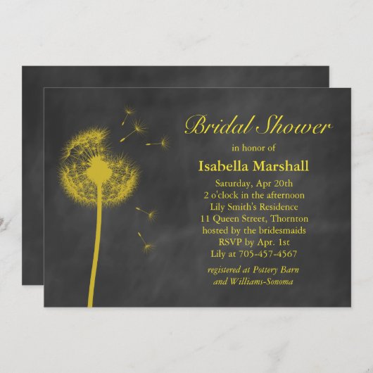 Spring Floral Chalkboard Bridal Shower Invitation Kaart (Voorkant / Achterkant)