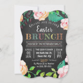 Spring Floral Chalkboard Easter Brunch Kaart (Voorkant)
