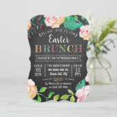 Spring Floral Chalkboard Easter Brunch Kaart (Staand voorkant)