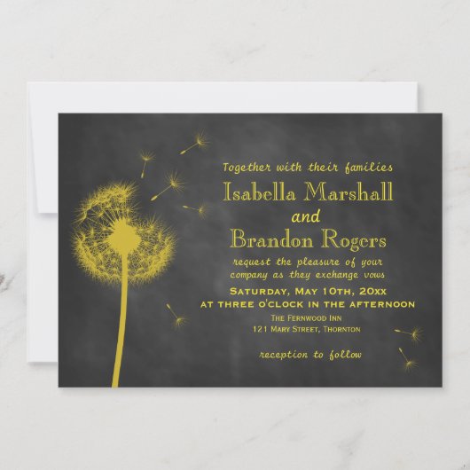 Spring Floral Chalkboard Wedding Invitation Kaart (Voorkant)