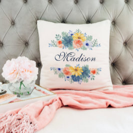 Spring Floral Chic Moderne gepersonaliseerde naam Kussen