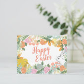 Spring Floral Clover Duck Happy Easter Bunny Feestdagenkaart (Staand voorkant)