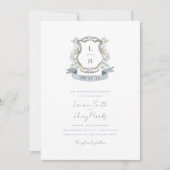 Spring Floral Crest Wedding Uitnodiging (Voorkant)