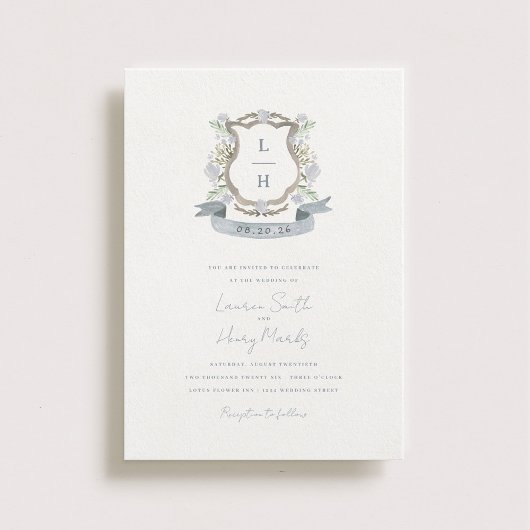 Spring Floral Crest Wedding Uitnodiging
