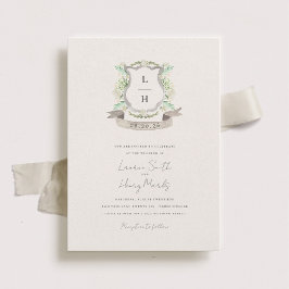 Spring Floral Crest Wedding Uitnodiging