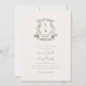 Spring Floral Crest Wedding Uitnodiging (Voorkant)