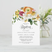 Spring Floral Cross Christelijke doop met foto Kaart (Staand voorkant)