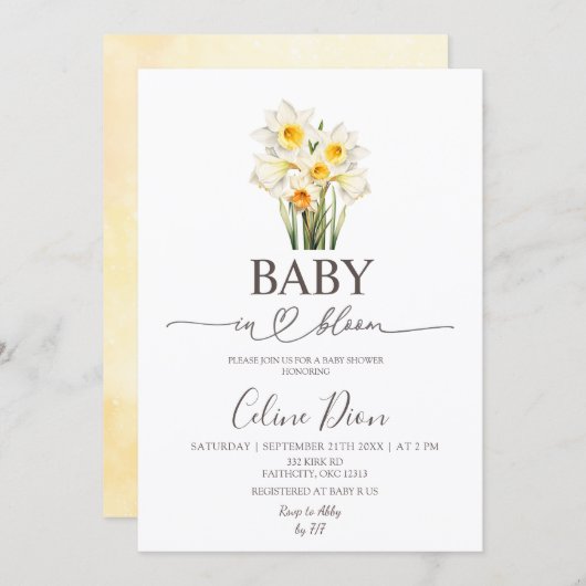 Spring Floral Daffodil Baby in Bloom Kaart (Voorkant / Achterkant)