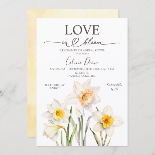 Spring Floral Daffodil Bridal Shower  Kaart (Voorkant / Achterkant)