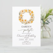 Spring Floral Daffodil Wreath Birthday Party Kaart (Staand voorkant)
