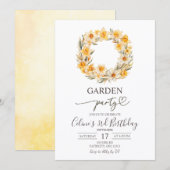Spring Floral Daffodil Wreath Birthday Party Kaart (Voorkant / Achterkant)
